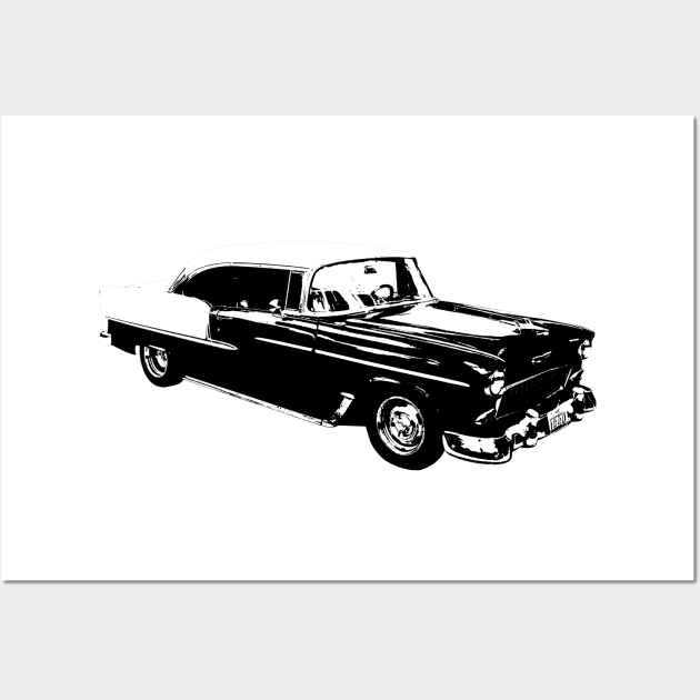 1955 Chevy Belair B&W Wall Art by GrizzlyVisionStudio